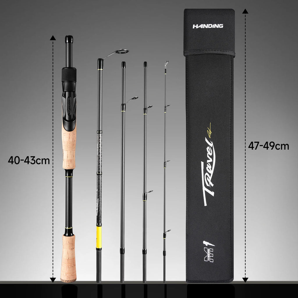M1 Travel Fishing Rod Fast Action 40-43Cm 5-6 Sections Fishing Rod Portable and Protective Rod for Trip M/MH Fishing Rod