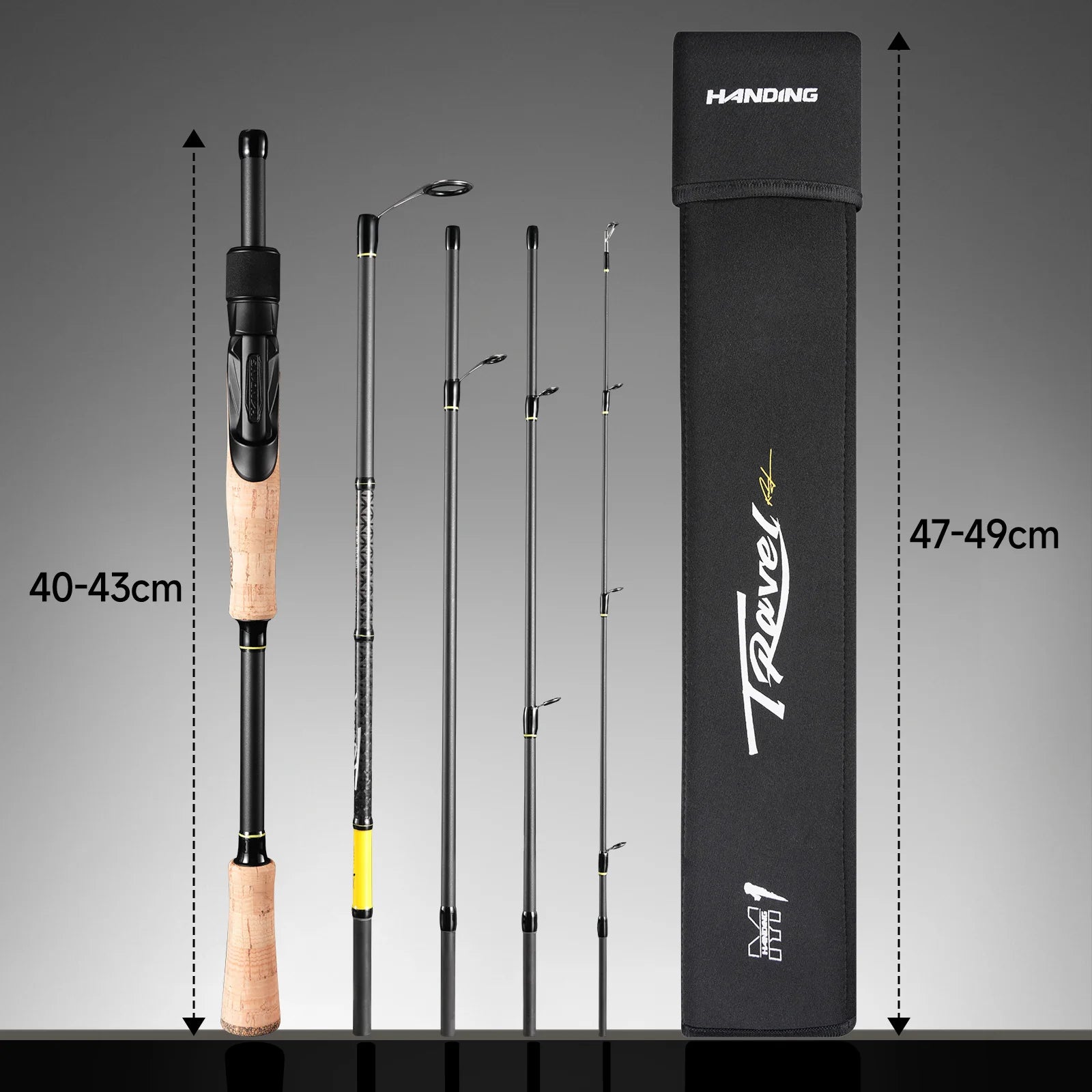 M1 Travel Fishing Rod Fast Action 40-43Cm 5-6 Sections Fishing Rod Portable and Protective Rod for Trip M/MH Fishing Rod