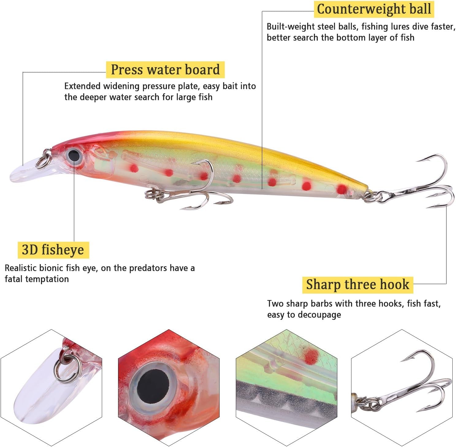 Sougayilang Minnow Fishing Lures Crankbaits Set Fishing Hard Baits Swimbaits Boat Topwater Lures for Trout Bass Perch Fishing