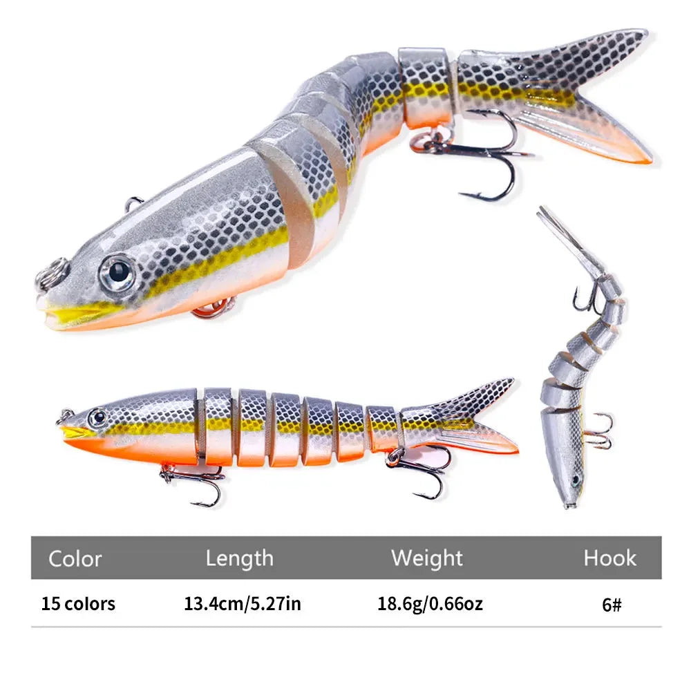 13.4Cm 18G Wobblers Pike Fishing Lures Artificial Multi Jointed Sections Artificial Hard Bait Trolling Pike Carp Fishing Tools