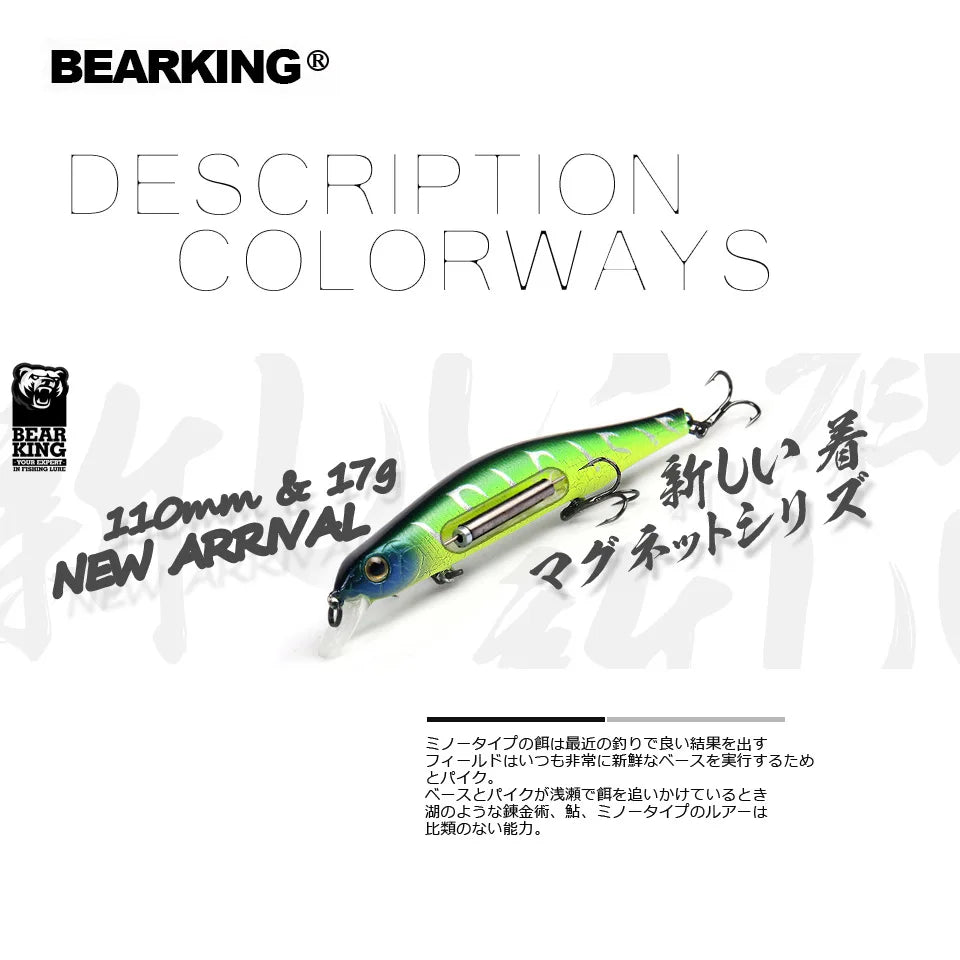 Z110 BEARKING 11Cm 17G Magnet System SP Top Hard Fishing Lures Minnow Quality Baits Wobblers Fishing Tackles